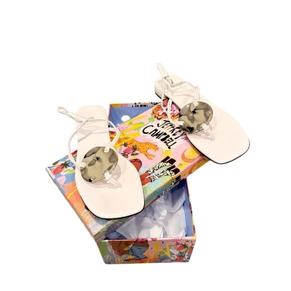 NIB Jeffrey Campbell Chance White Slingback Thong Sandals 7.5 - Picture 9 of 9